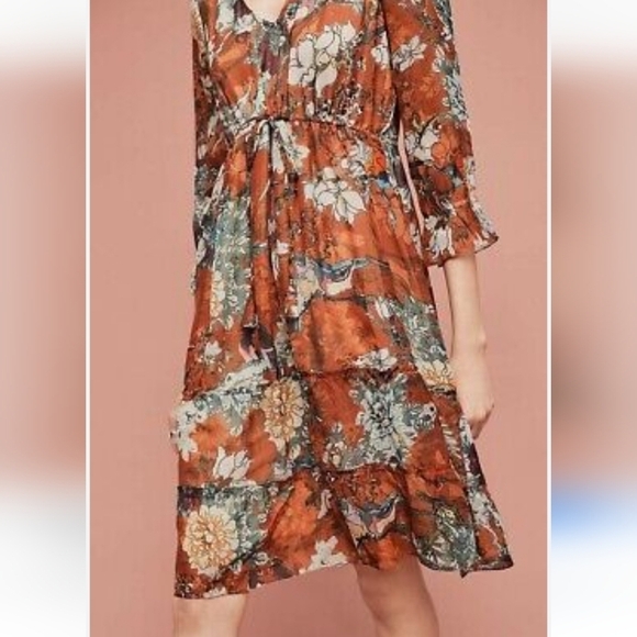 Anthropologie *HEMANT & NANDITA* ZERI PEASANT MIDI DRESS - Picture 10 of 11